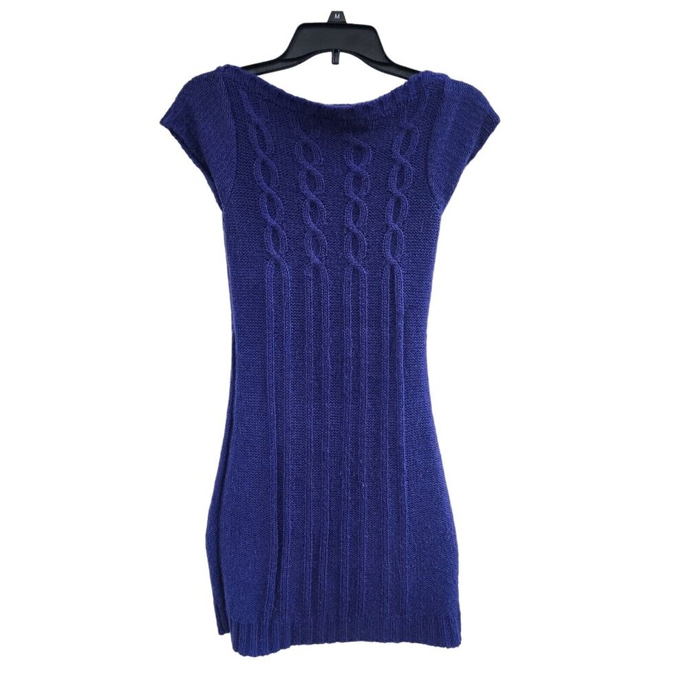 ⭐Love Change Sz M Women's Cable Knit Short Sleeve Sweater Dress Blue